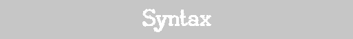 Syntax